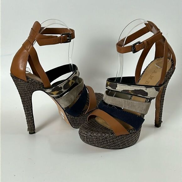 Lamb High Heel Sandal Animal Print Size 8 platform leather Gwen Stefani - Picture 1 of 8